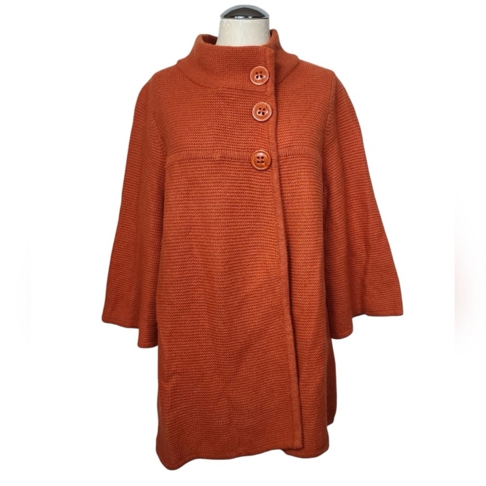 Carole Little Women's Vintage Orange Button-Up Cardigan Sweater